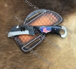 Custom Made High Carbon 1095 Steel Fixed Blades Hawksbill Lineman Knife and with Handmade Leather Sheath. - Image 2