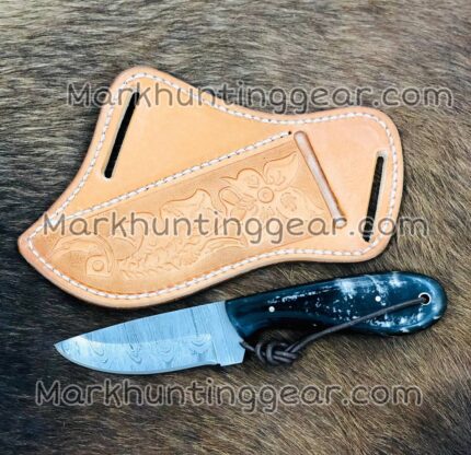 Custom Handmade Damascus Steel Cowboy Skinning Knife.