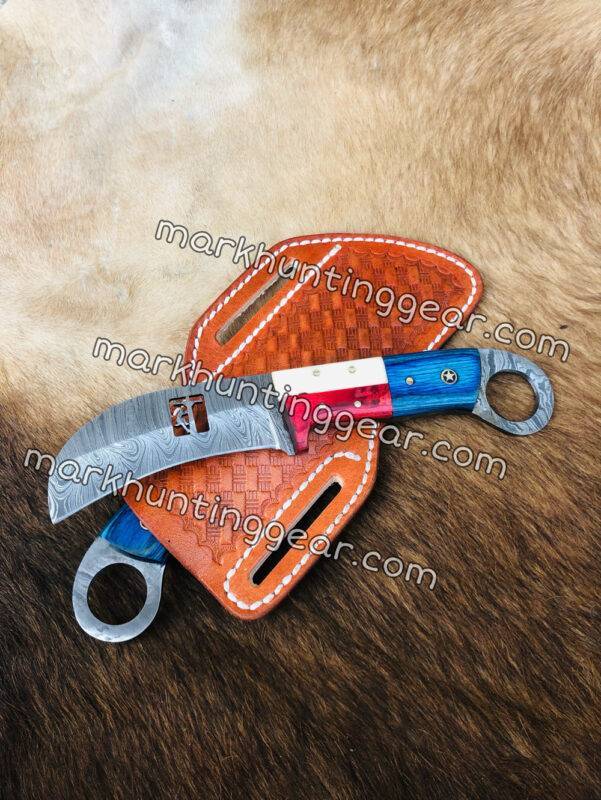 Texas Flag Handel Hawkbill Custom Lineman Knife Pair. - Image 2