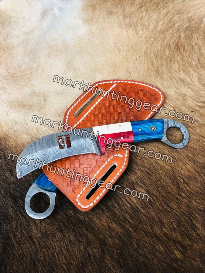 Texas Flag Handel Hawkbill Custom Lineman Knife Pair. - Image 2