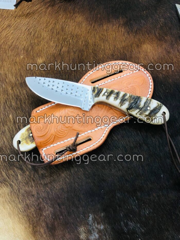 Custom Handmade Resp Steel Cowboy Skinner Knife Set with Real Leather Sheath - Image 2