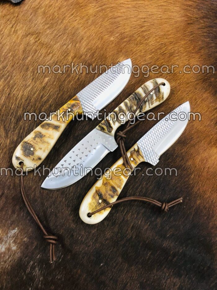 Custom Handmade Resp Steel Cowboy Skinner Knife Set with Real Leather Sheath - Image 1