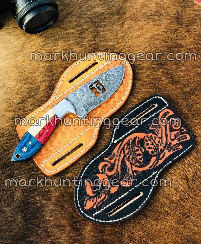Lineman Emblem Cut Out Blade Custom Made Damascus Steel Skinner knife. - Image 1