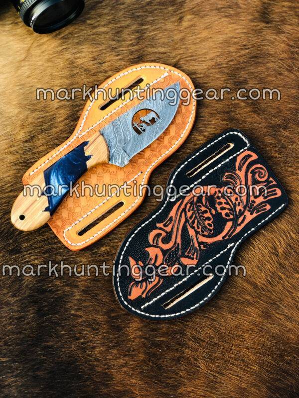 Custom Handmade Damascus Steel Cowboy Skinner Knife Comes With Both Leather Sheath - Image 1
