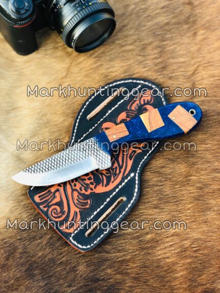 Resp Steel Cowboy Skinner Knife With Leather Sheath