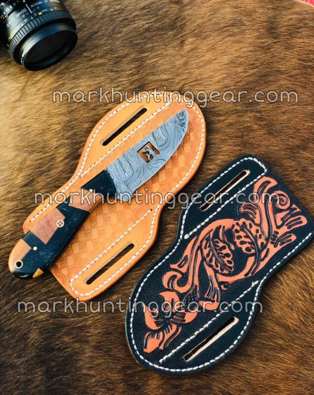 502AB904-6604-4BB5-833A-8E2AFF888BA5 Custom Handmade Damascus Steel Cowboy Skinner Knife With Leather Sheath. - Image 1