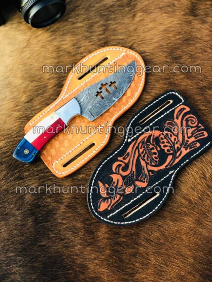 Texas Flag Handle Custom Made Damascus steel Cowboy Knife