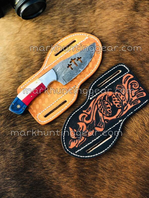 Texas Flag Handle Custom Made Damascus steel Cowboy Knife - Image 1