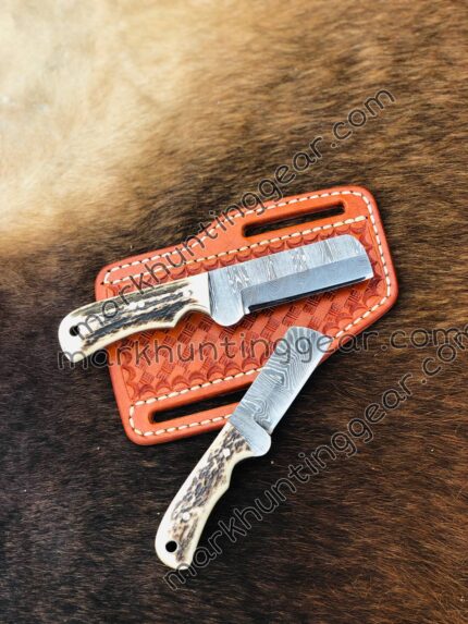 CUSTOM HANDMADE COWBOY BULL CUTTER KNIFE Set WITH LEATHER SHEATH