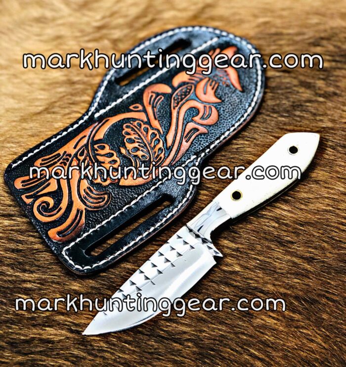 Custom Handmade Resp Steel Cowboy Skinner Knife Comes With Cross Drow Leather Sheath - Image 1