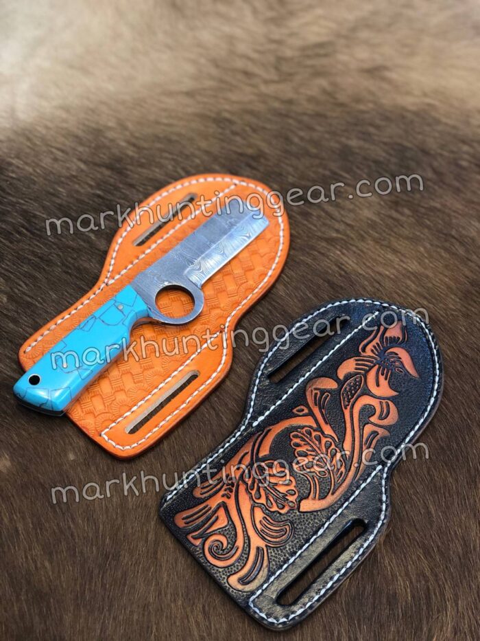 Bull Cutter Knife Custom Handmade Damascus Steel Cowboy Knife - Image 1