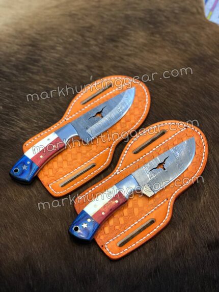 Custom Handmade Damascus Steel Cowboy Knives