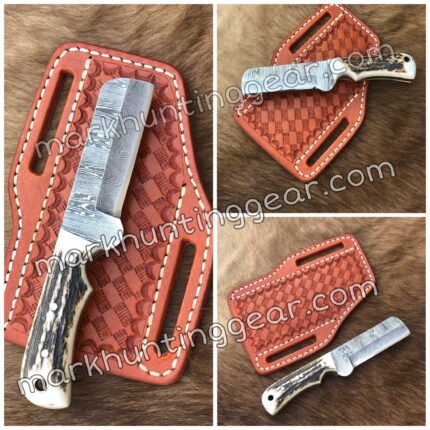 Bull Cutter Custom Handmade Damascus Steel Cowboy Knife