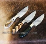 Custom Handmade Resp Steel Cowboy Knives Set with  Leather Sheaths