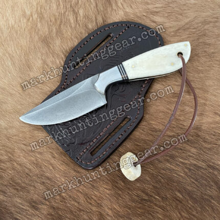 Custom Handmade Cowboy Skinner Knife With Made of Elk Bone Handle