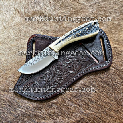 Custom Handmade Resp Steel Cowboy Skinner Knife With Leather Sheath.