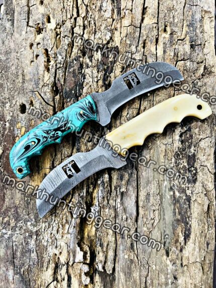 Lineman Knives Pair Custom Handmade Damascus & 1095 Steel  Blades