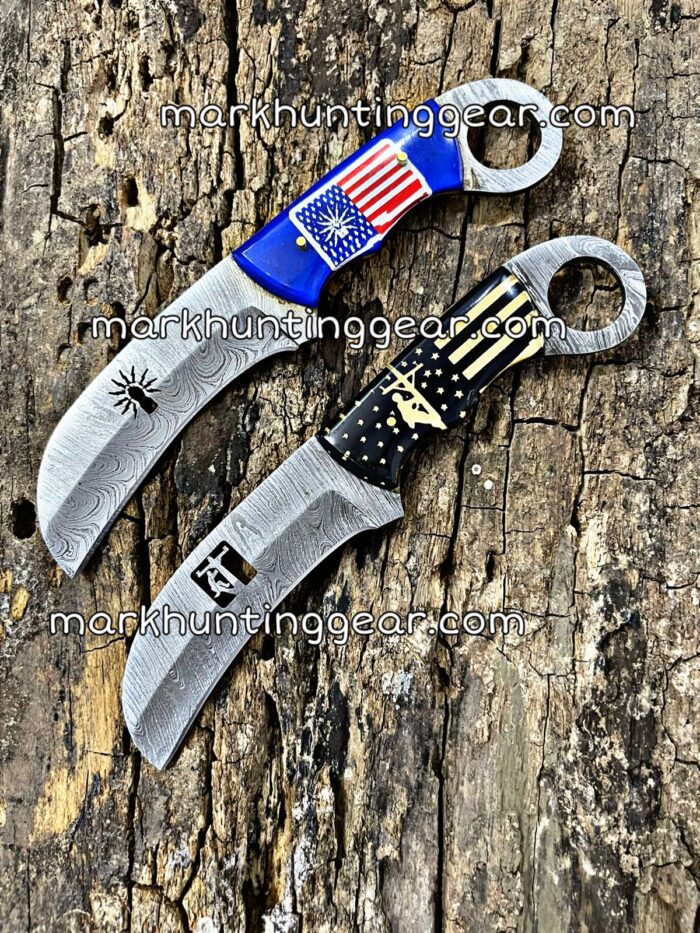 Damascus Steel Lineman Knives Buy One Get One Free. - Image 1