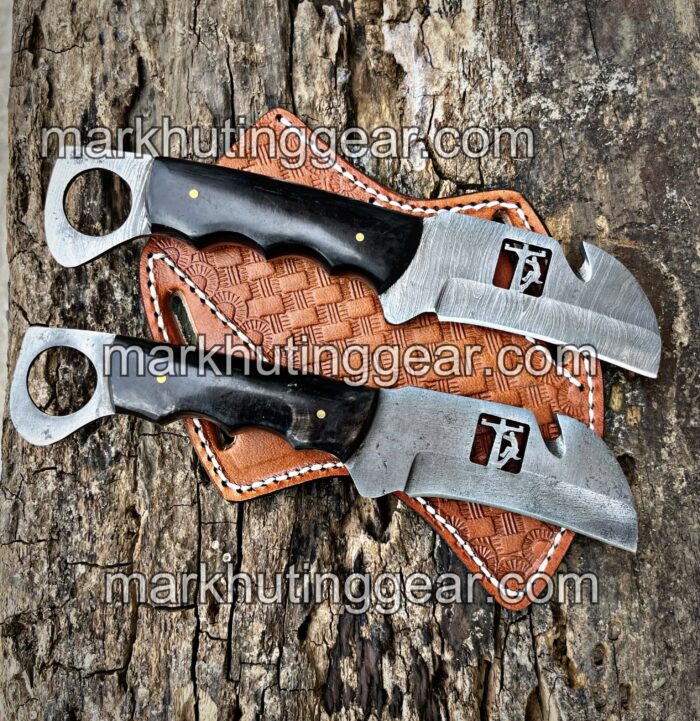 Buffalo Horn Handles Gut Hook Lineman Knives - Image 1