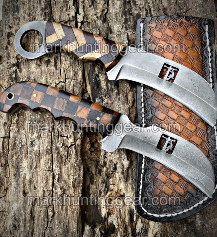 Custom Handmade 1050 High Carbon Steel Lineman Knives With Leather Sheaths - Image 1