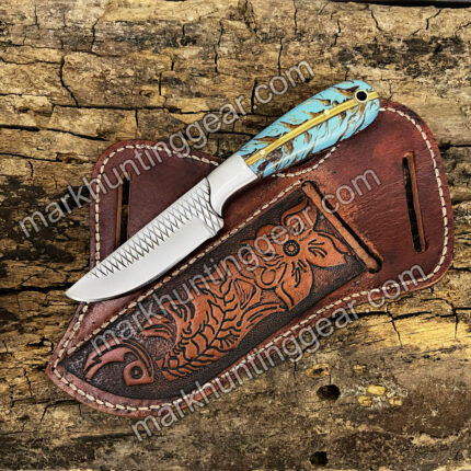 Custom Handmade Resp Steel Cowboy Knife With leather Sheath