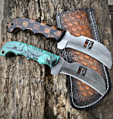 Custom Handmade 1050 High Carbon Steel Lineman Knives With Leather Sheaths