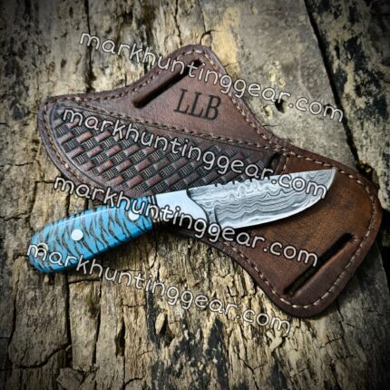 Custom Handmade Damascus Steel Cowboy Skinner Knife With Sheath