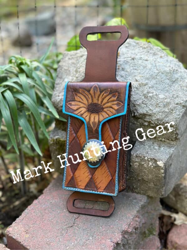 Custom Handmade Back cinch Phone Holder for Saddle - Image 1