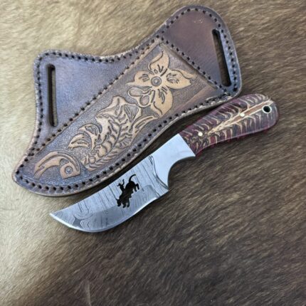Custom Handmade Damascus Steel Cowboy Skinner Knife…