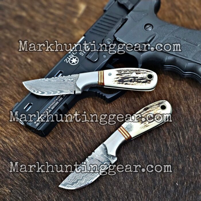 Handcrafted Damascus Steel Cowboy Skinner with Stag Horn Handle - Image 1